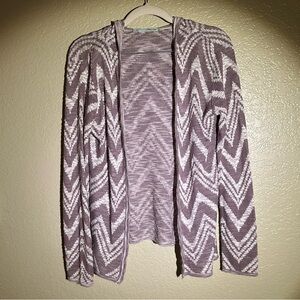Maurices Chevron Open Front Cardigan - Purple and White